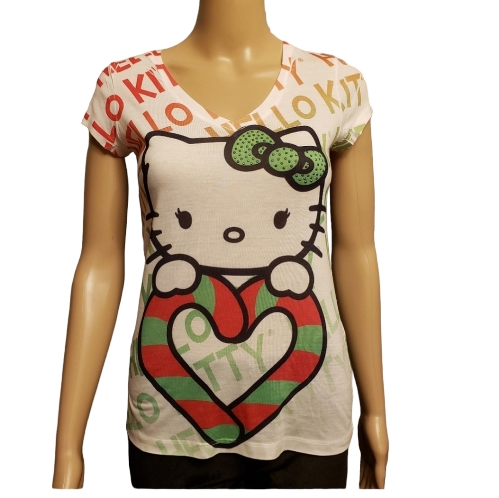Hello Kitty Candy Cane T-shirt Size S Juniors